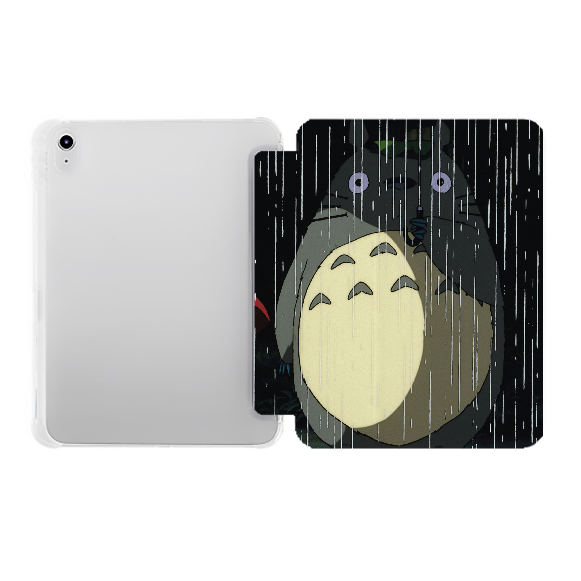 （画像用） となりのトトロ 草壁メイ 草壁サツキ My Neighbor Totoro Satsuki Kusakabe Mei Kusakabe IPad ケース ペン収納付き 三つ折りスタンド PUレザー×シリコン 対応機種9.5/10.5/10.9インチ